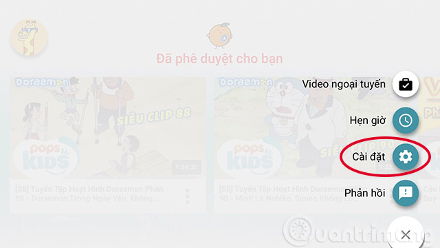 Nhấp vào Cài đặt