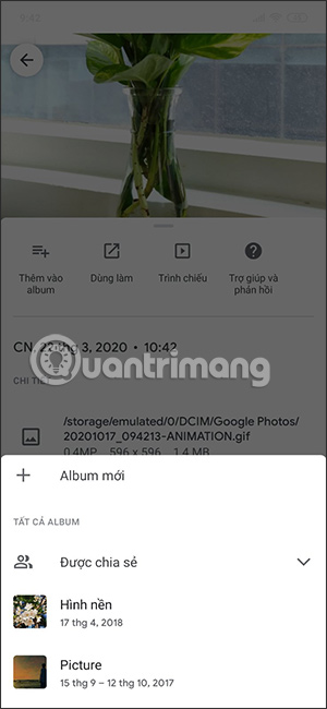 Tùy chọn cho ảnh động