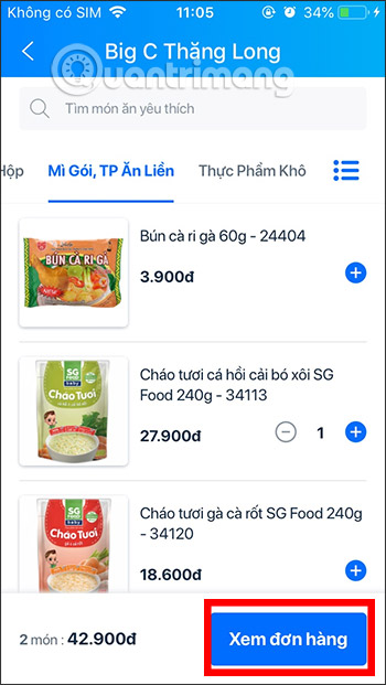 Mua hàng trên Big C