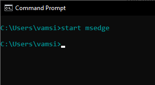 Sử dụng lệnh "start msedge" để mở trình duyệt Edge