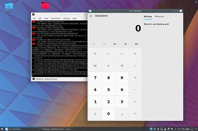 Uno Calculator chạy trên Ubuntu Desktop