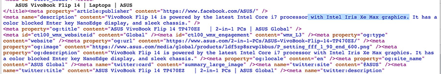 Intel Iris Xe Max xuất hiện trong cơ sở mã website Asus