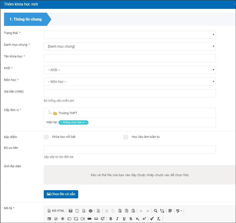 Nhập nội dung khóa học 