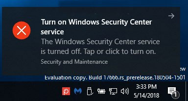 Việc vô hiệu hóa service Windows Security Center sẽ ko tắt Windows Defender AV hoặc Windows Defender Firewall