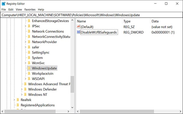 Chính sách được tạo trong Windows Registry
