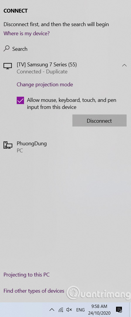 Ngắt kết nối laptop với tivi