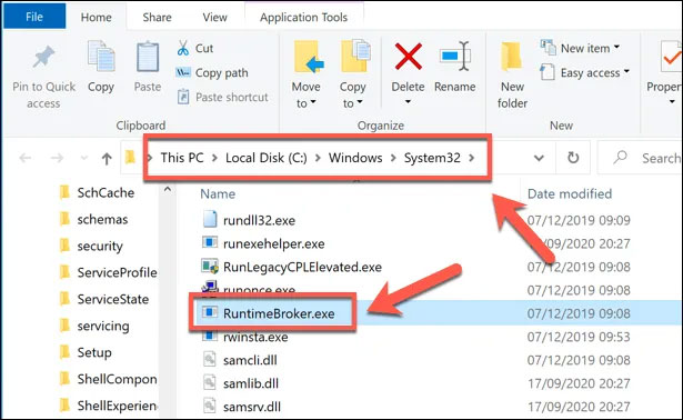File hợp pháp sẽ được tìm thấy trong thư mục C:WindowsSystem32