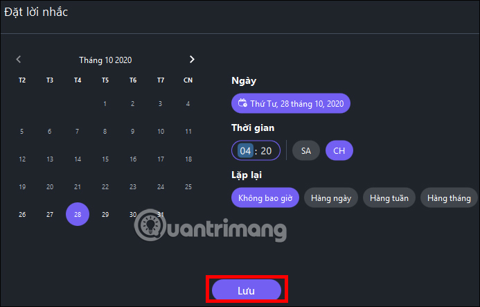 Thiết lập thời gian