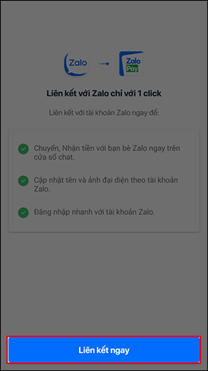 Liên kết ZaloPay với Zalo