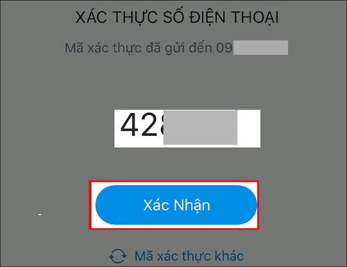 Nhập mã số xác minh