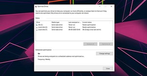 Cách thay đổi cài đặt lịch trình cho Optimize Drives trong Windows 10