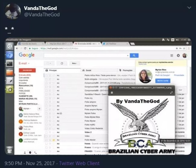 Bức ảnh đầu tiên VandaTheGod để lộ tài khoản Vanda de Assis