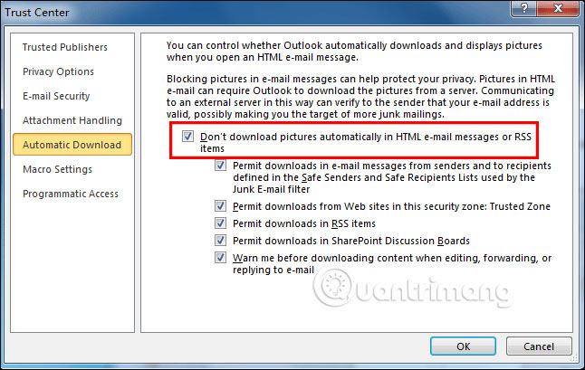 Cho phép hiển thị ảnh 