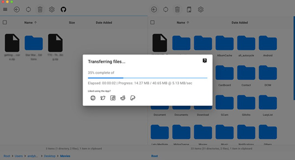 Quá trình chuyển đổi file trên OpenMTP