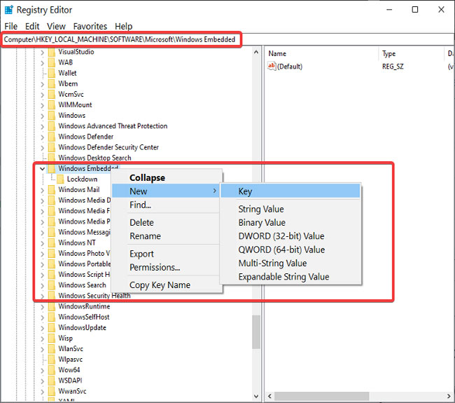 Tạo thư mục EmbeddedLogon