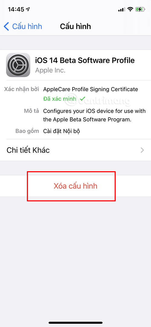 Cách gỡ cài đặt iOS Beta để về iOS 14 chính thức