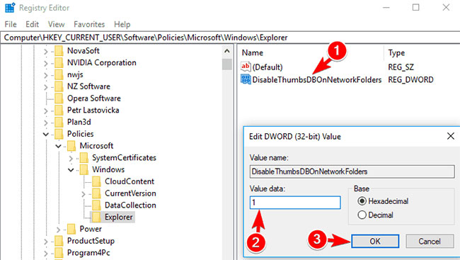 Nhấp đúp vào DWORD DisableThumbsDBOnNetworkFolders