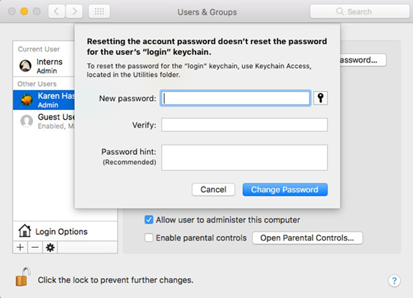 Reset mật khẩu bằng tài khoản khác