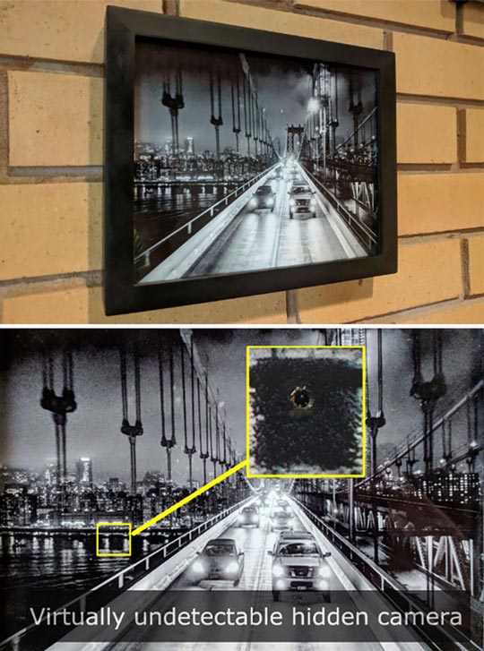 A hidden camera in the picture frame