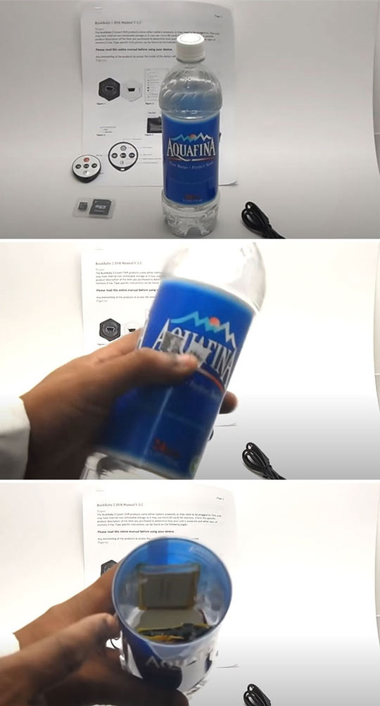 A camera disguised in a water bottle is easily overlooked by many people