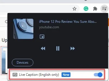 Live Caption trên Chome