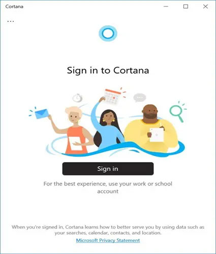 Không thể đóng cửa số đăng nhập Cortana đang mở