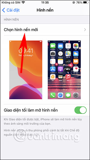 Chọn hình nền mới