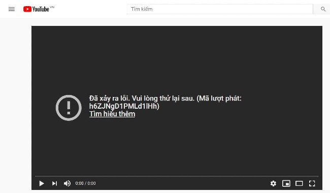 YouTube đang gặp lỗi