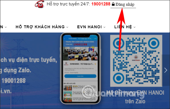 Nhấn Đăng nhập 
