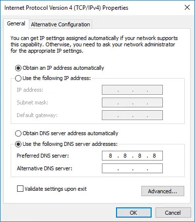 Nhập địa chỉ 1.1.1.1