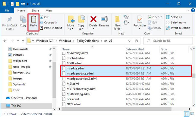 Cách cài đặt template Microsoft Edge Group Policy trên Windows 10