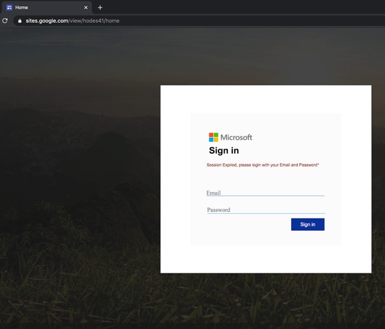 Giả mạo trang đăng nhập của Microsoft bằng Google Sites