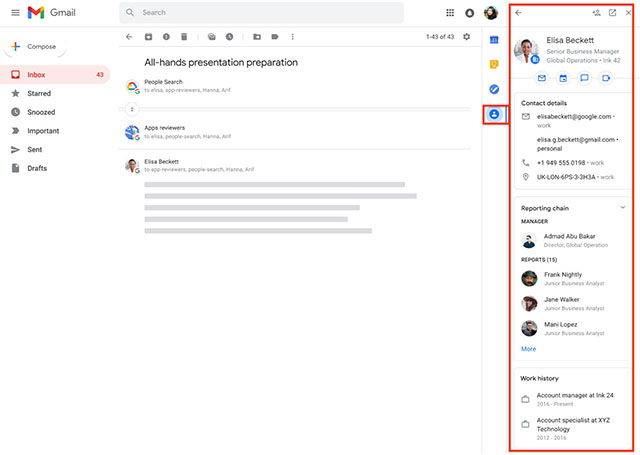 Tab Contacts mới