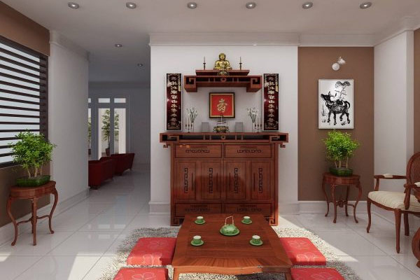 Mẫu phòng khách có bàn thờ đẹp 6