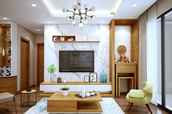Mẫu phòng khách có bàn thờ đẹp 1