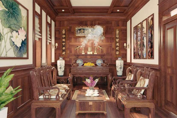 Mẫu phòng khách có bàn thờ đẹp 3