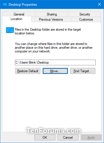 Mở vị trí hiện tại của thư mục Desktop