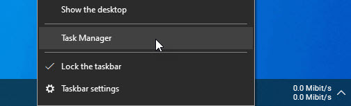 Chọn "Task Manager" để mở trình quản lý tác vụ