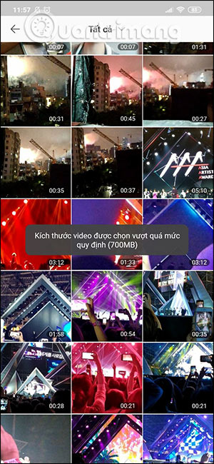 Chọn video đăng Nhật ký