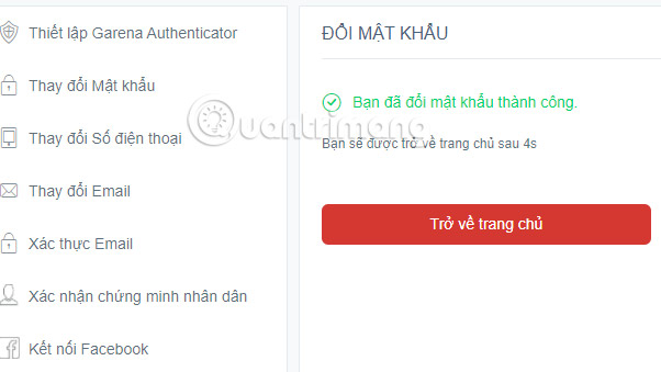 đổi mật khẩu liên quân mobile