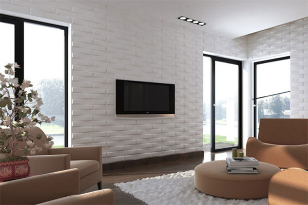 Gạch ốp tường phòng khách 3D