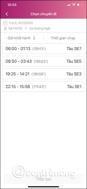Mua vé tàu