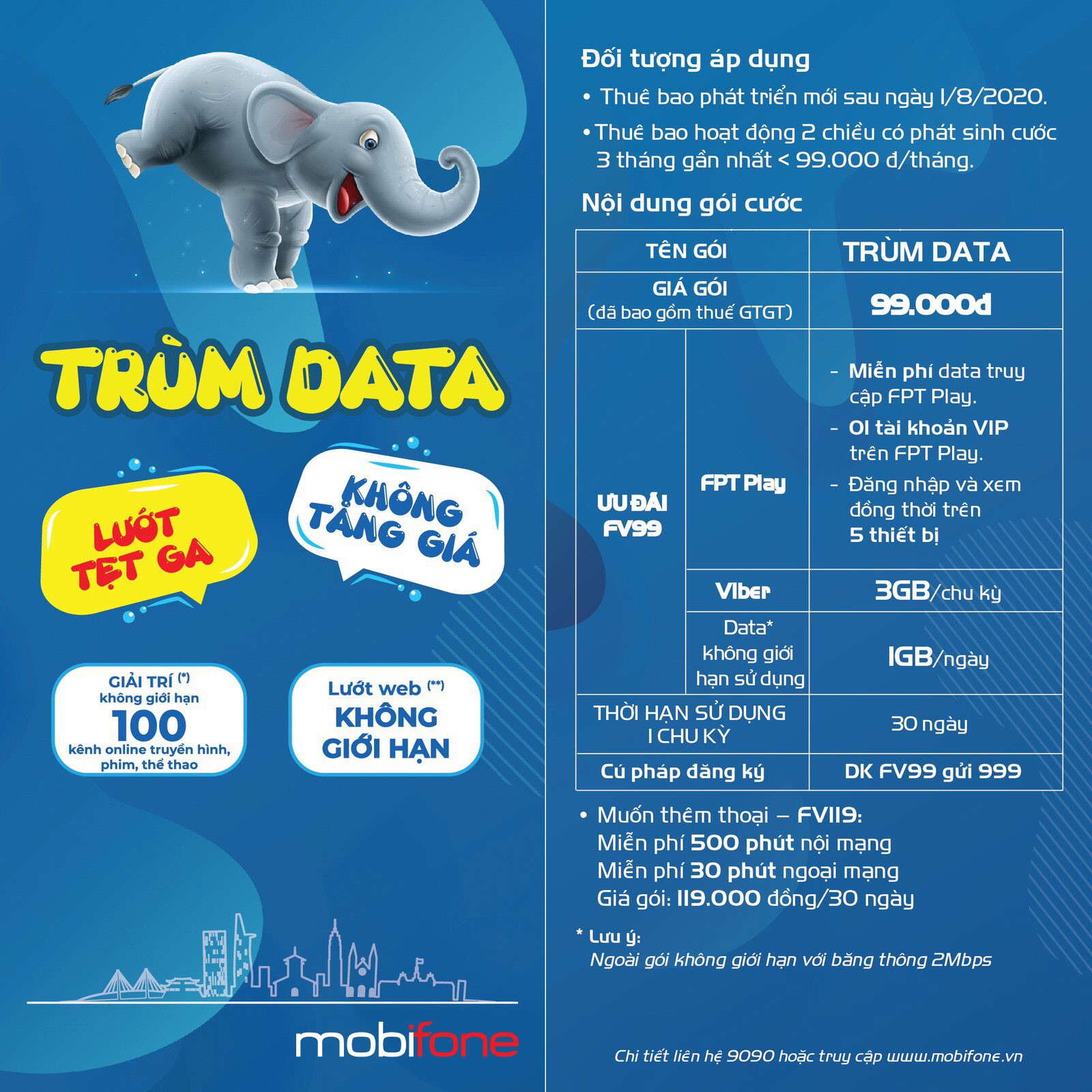 Nội dung gói cước Trùm Data