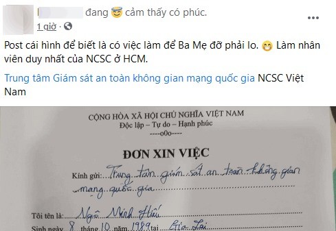 Thông báo đã tìm được việc của hieupc