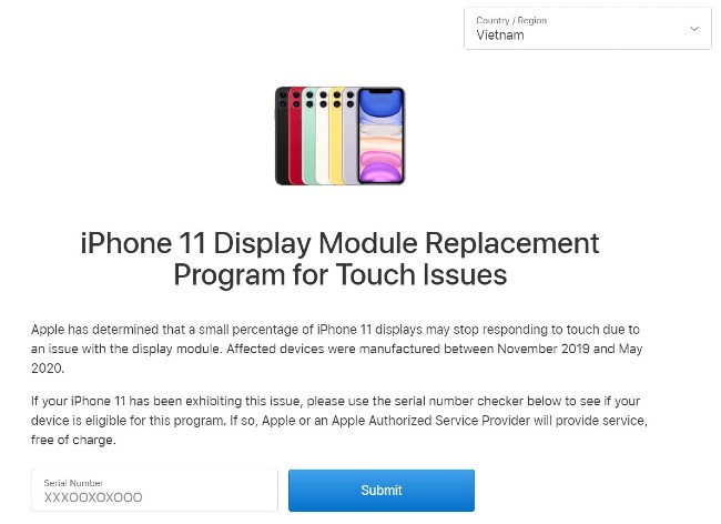 Apple sẽ thay thế miễn phí màn hình iPhone 11 bị lỗi cảm ứng