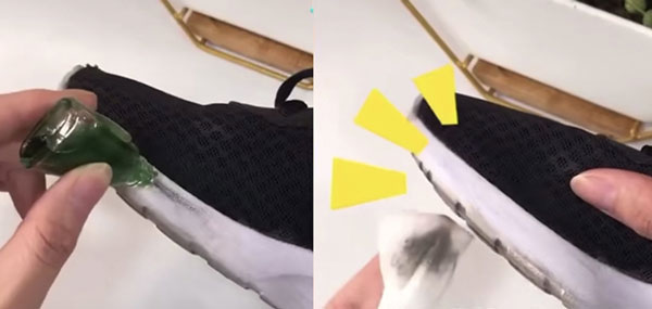 Sử dụng dầu gió xanh để làm sạch giày trắng