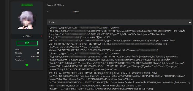 Hacker đang rao bán dữ liệu của 71 triệu tài khoản Facebook Việt Nam trên mạng internet
