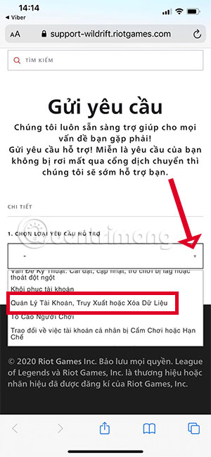 đổi tk tốc chiến sang Việt Nam