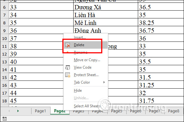 Cách xóa nhanh nhiều sheet trong Excel