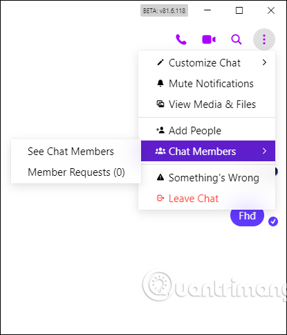 Tùy chọn nhóm chat Messenger